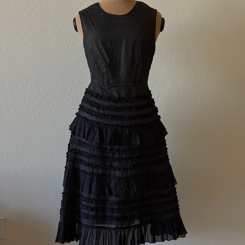 Anthropologie Odille Ruffle Dress. Size 2. Black.